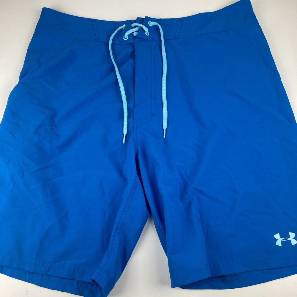 Under Armour HeatGear Board Shorts Mens 38 Blue Loose Fit Swim Surf Trunks